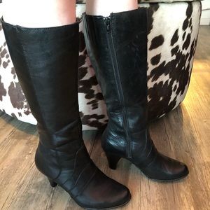 Born Heeled Knee High Black Boots